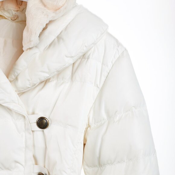 Louis Vuitton Cream Mink-Hood Belted Down Jacket - Picture 4 of 16